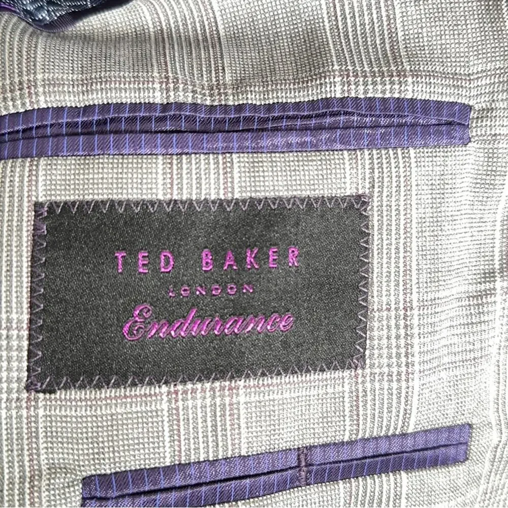 TED BAKER Endurance Roger Wool Blazer Sport Coat Gray Plaid Sz 40S $496 {3E10}